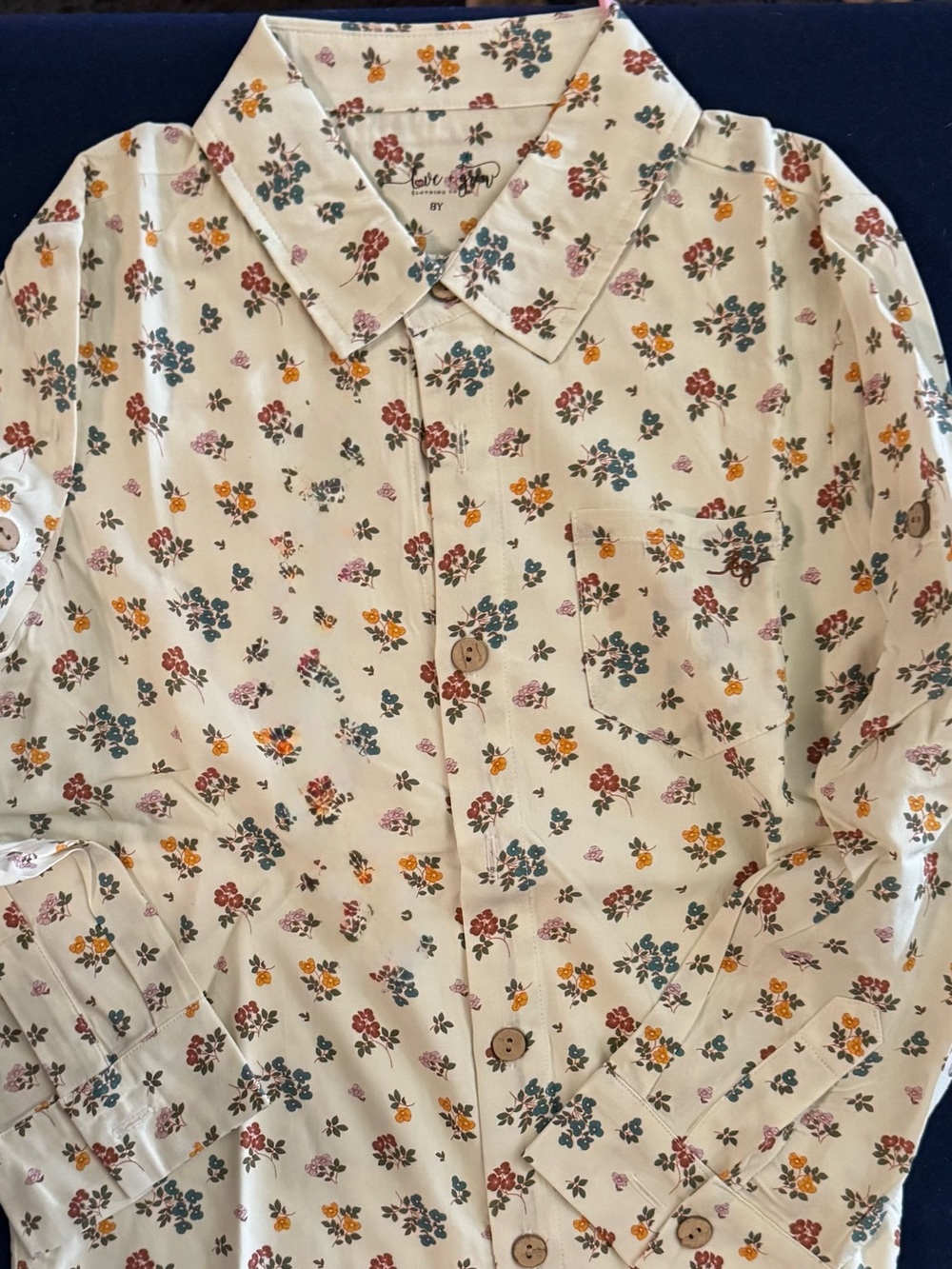Love and Grow, floral button up shirt long sleeve 8 year